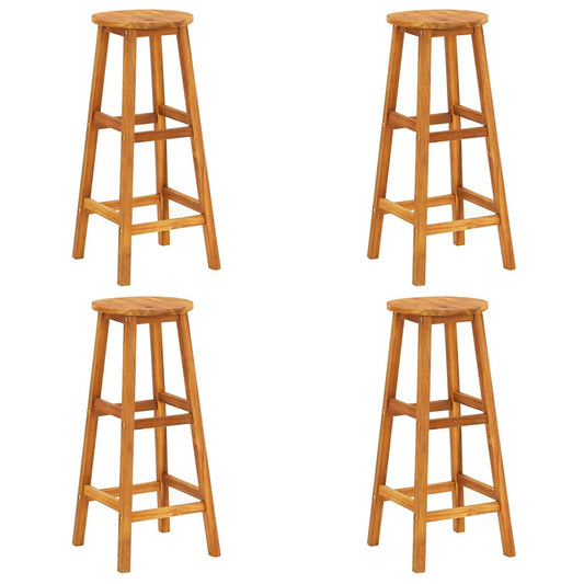 Bar Stool Set of 4 Acacia Wood Color Solid Acacia Wood Standard