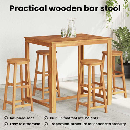 Bar Stool Set of 4 Acacia Wood Color Solid Acacia Wood Standard