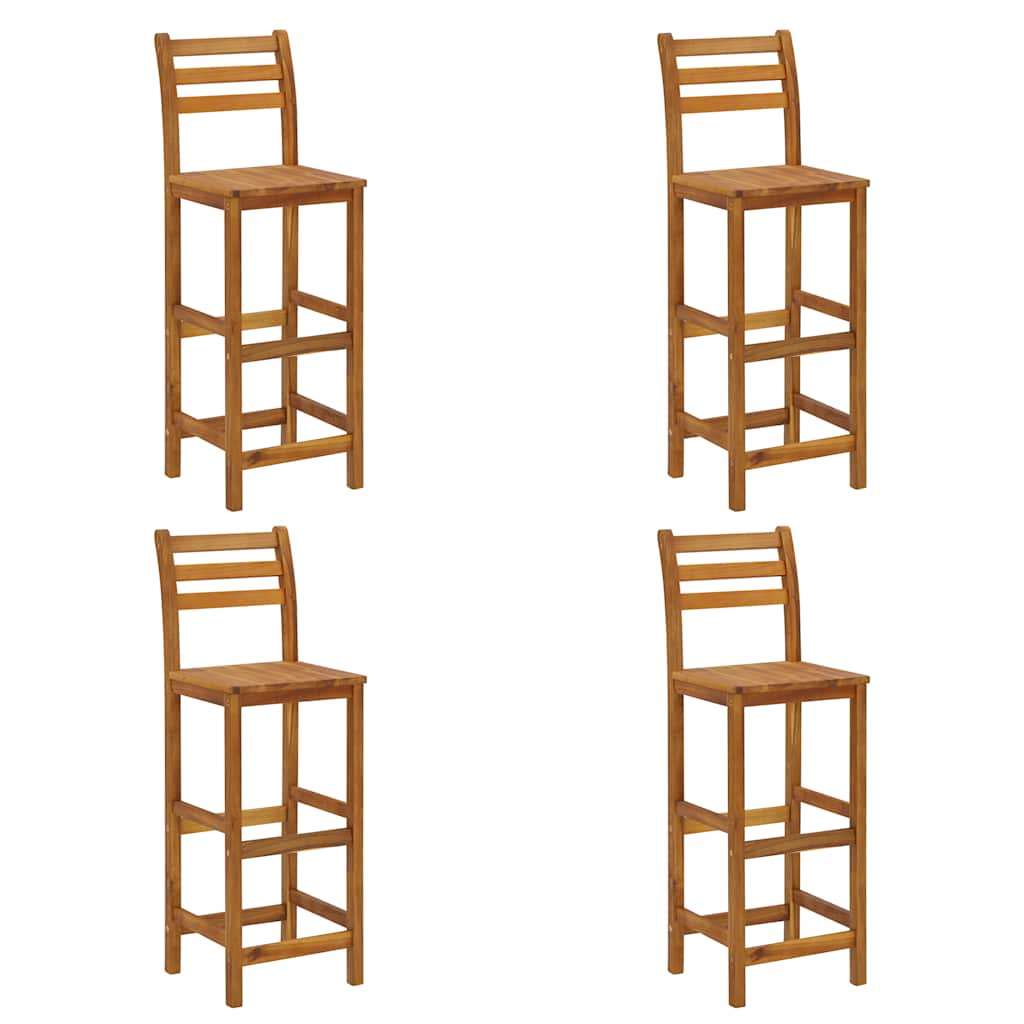 Bar Stool Set of 4 Natural wood Solid acacia wood Standard