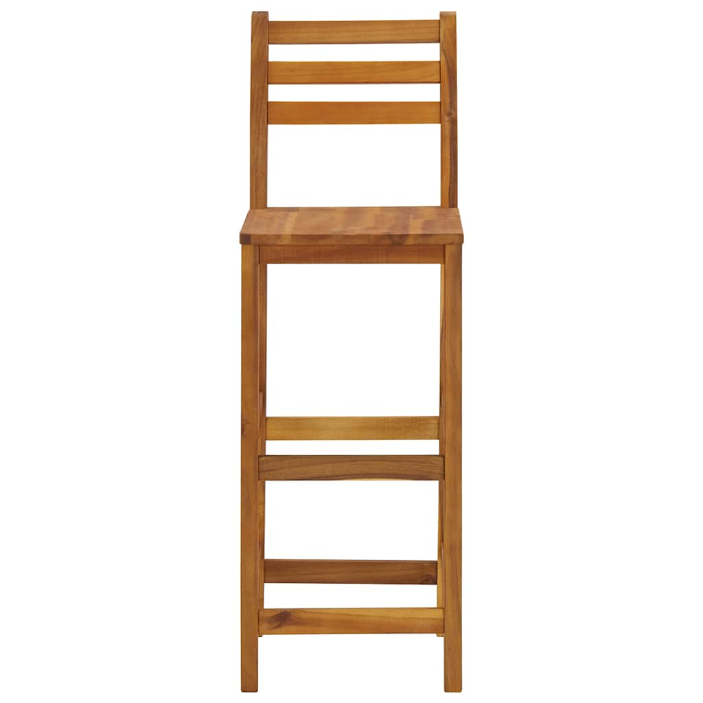 Bar Stool Set of 4 Natural wood Solid acacia wood Standard