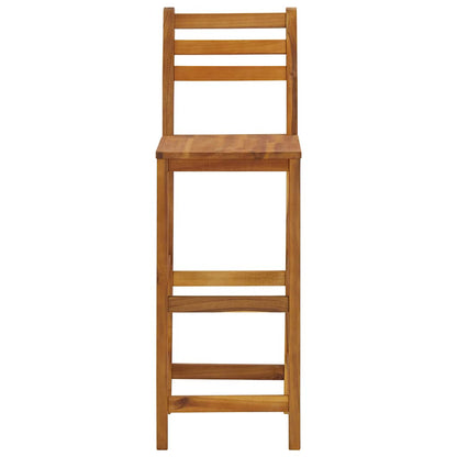 Bar Stool Set of 4 Natural wood Solid acacia wood Standard