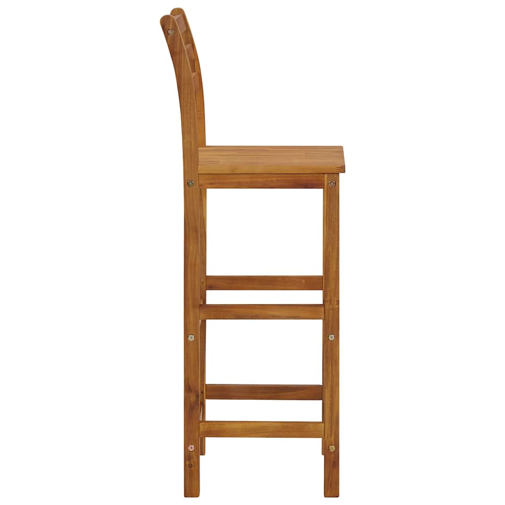 Bar Stool Set of 4 Natural wood Solid acacia wood Standard