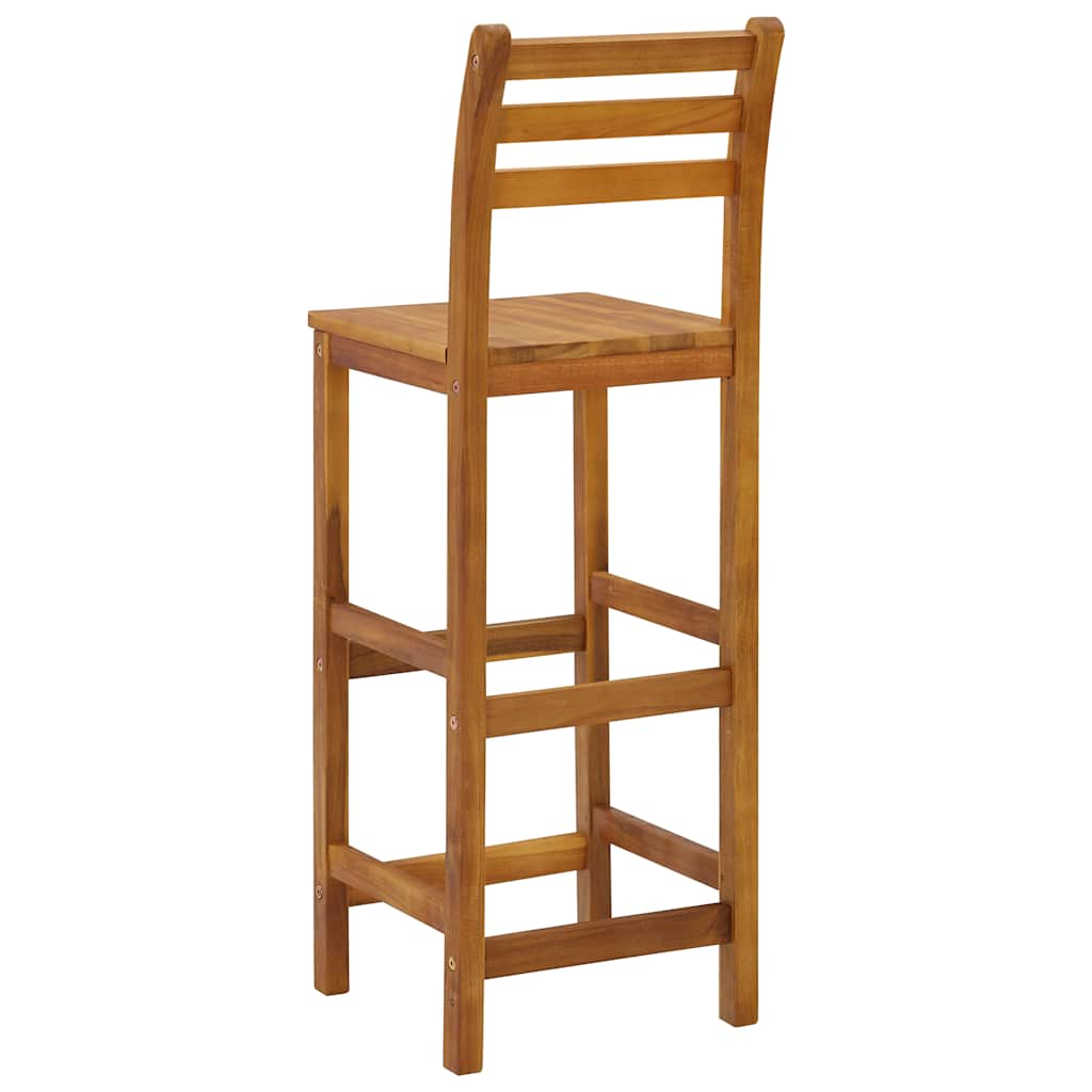 Bar Stool Set of 4 Natural wood Solid acacia wood Standard