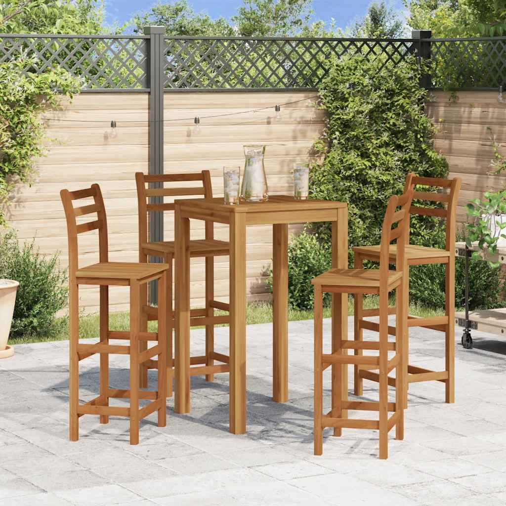 Bar Stool Set of 4 Natural wood Solid acacia wood Standard
