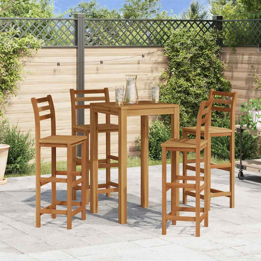 Bar Stool Set of 4 Natural wood Solid acacia wood Standard
