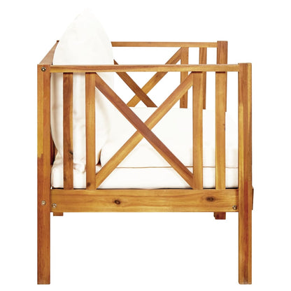Bench Cream Solid Acacia wood, fabric (100% polyester) 2-seater