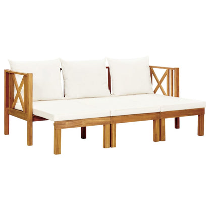 Bench Cream and Wood Solid acacia wood and fabric (100% polyester)