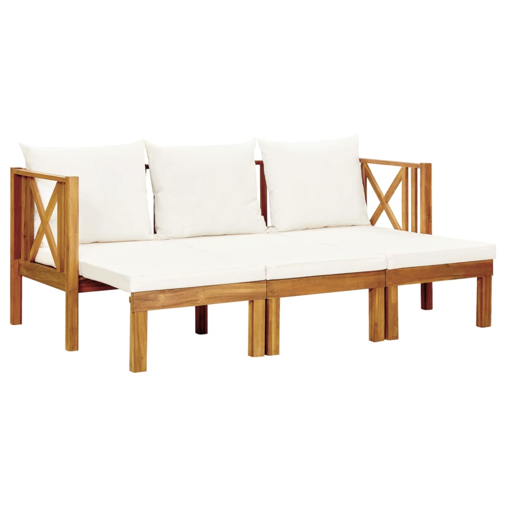 Bench Cream and Wood Solid acacia wood and fabric (100% polyester)