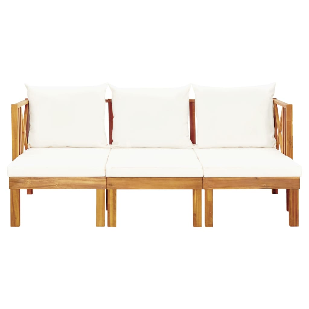 Bench Cream and Wood Solid acacia wood and fabric (100% polyester)