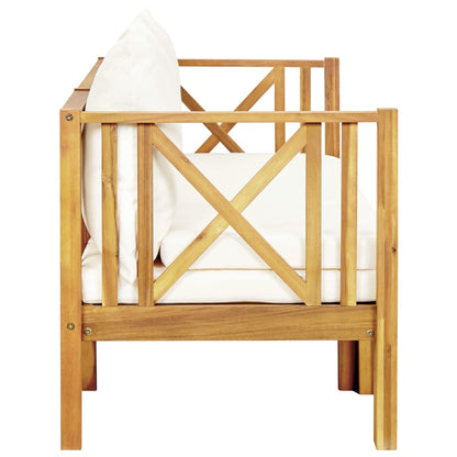 Bench Cream and Wood Solid acacia wood and fabric (100% polyester)