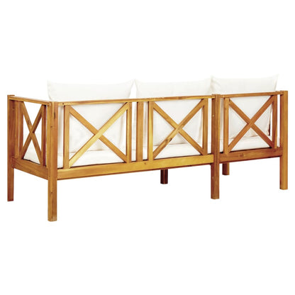 Bench Cream and Wood Solid acacia wood and fabric (100% polyester)