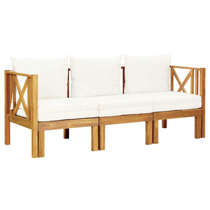 Bench Cream and Wood Solid acacia wood and fabric (100% polyester)