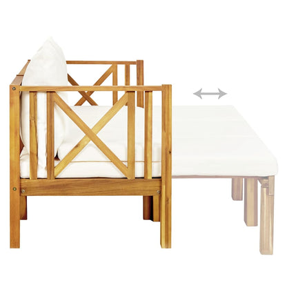 Bench Cream and Wood Solid acacia wood and fabric (100% polyester)