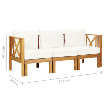 Bench Cream and Wood Solid acacia wood and fabric (100% polyester)