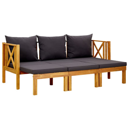 Bench Dark grey, Light wood Solid acacia wood, Polyester