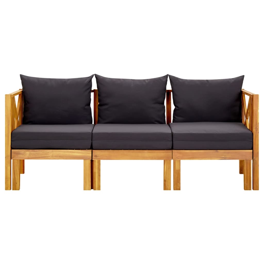 Bench Dark grey, Light wood Solid acacia wood, Polyester