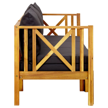 Bench Dark grey, Light wood Solid acacia wood, Polyester