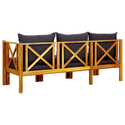 Bench Dark grey, Light wood Solid acacia wood, Polyester