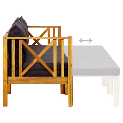 Bench Dark grey, Light wood Solid acacia wood, Polyester