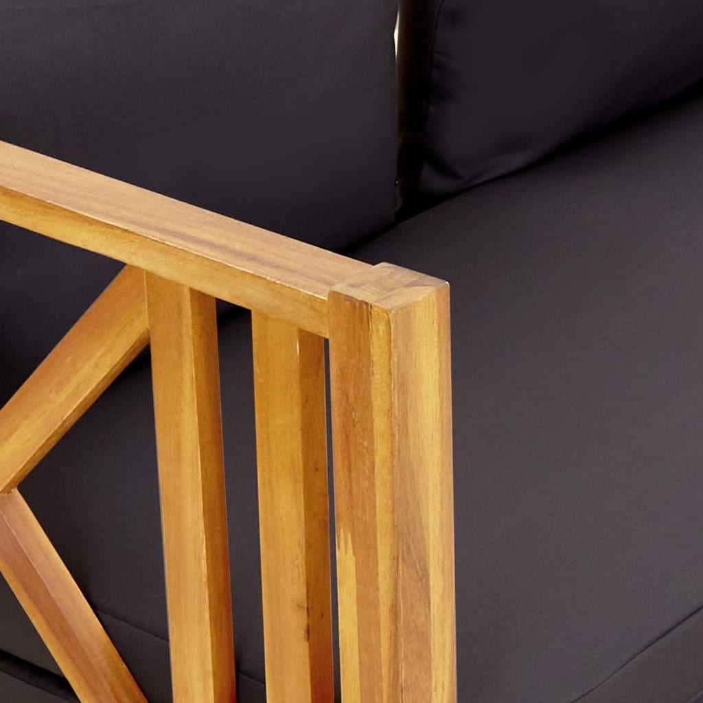 Bench Dark grey, Light wood Solid acacia wood, Polyester
