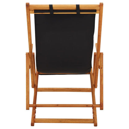 Beach Chair Black Solid eucalyptus wood Standard Foldable