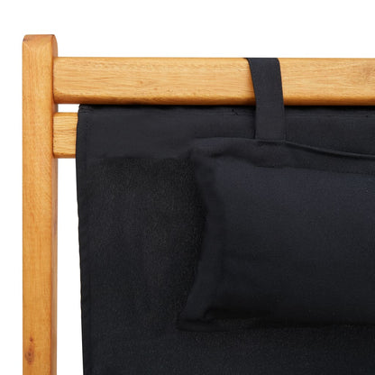 Beach Chair Black Solid eucalyptus wood Standard Foldable