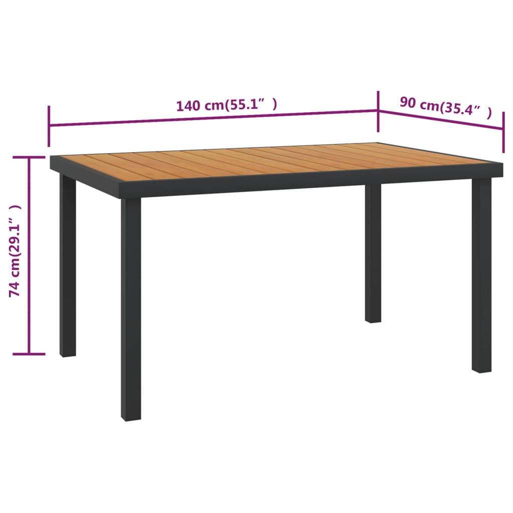 Garden Table Brown Aluminum with coating