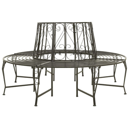Tree Bench Silver grey Steel 63 in diameter Outdoor Bench Round