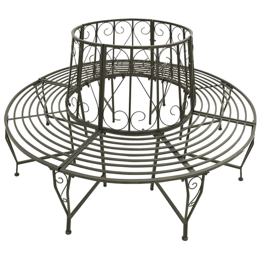 Tree Bench Silver grey Steel 63 in diameter Outdoor Bench Round