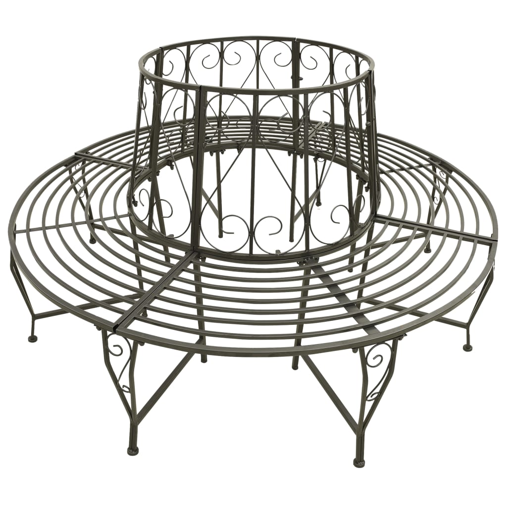 Tree Bench Silver grey Steel 63 in diameter Outdoor Bench Round