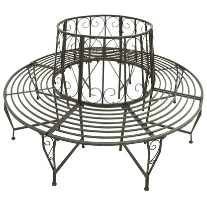 Tree Bench Silver grey Steel 63 in diameter Outdoor Bench Round