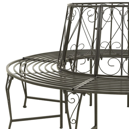 Tree Bench Silver grey Steel 63 in diameter Outdoor Bench Round