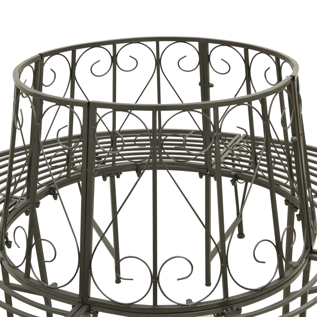 Tree Bench Silver grey Steel 63 in diameter Outdoor Bench Round
