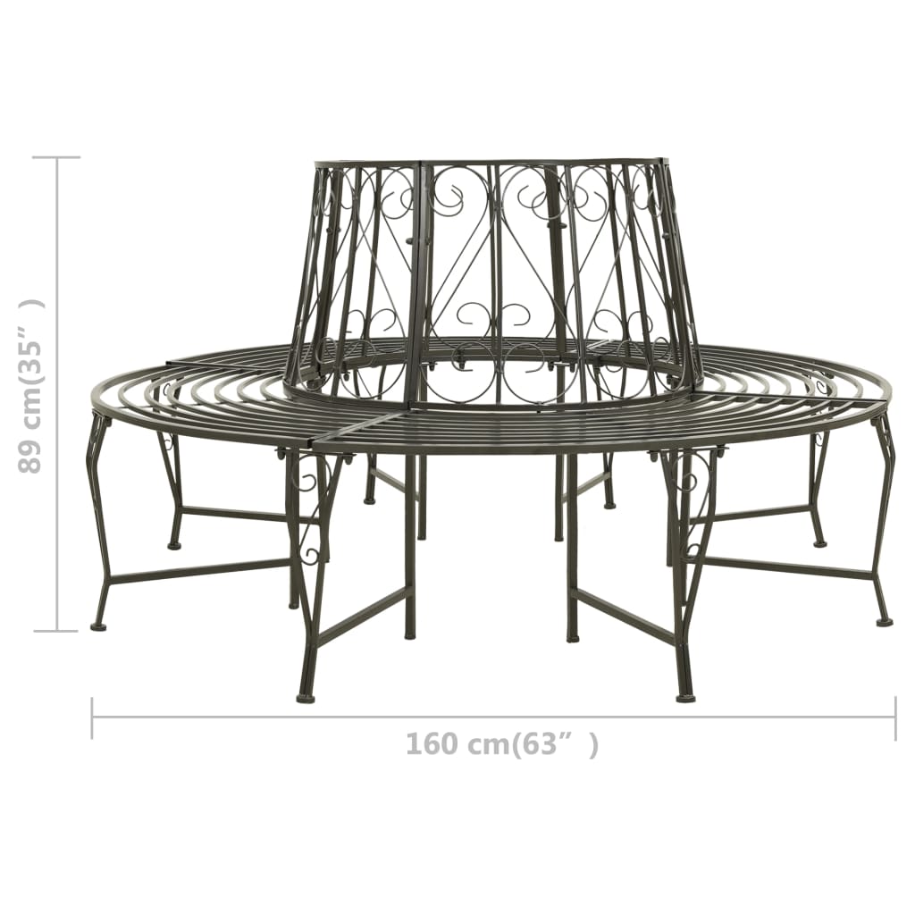 Tree Bench Silver grey Steel 63 in diameter Outdoor Bench Round