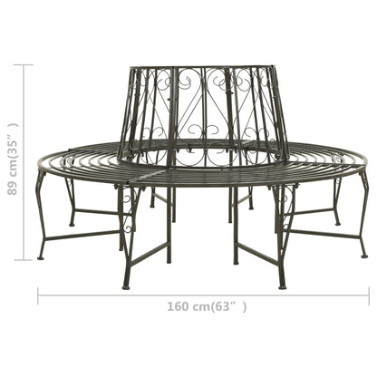 Tree Bench Silver grey Steel 63 in diameter Outdoor Bench Round