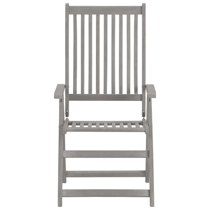 Garden Chair Set of 3 Grey Solid acacia wood 3 pieces Foldable