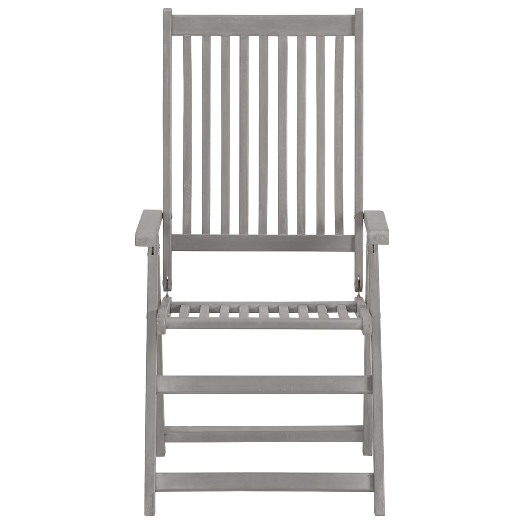 Garden Chair Set of 3 Grey Solid acacia wood 3 pieces Foldable