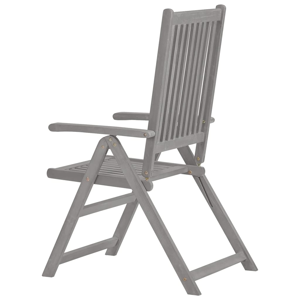 Garden Chair Set of 3 Grey Solid acacia wood 3 pieces Foldable