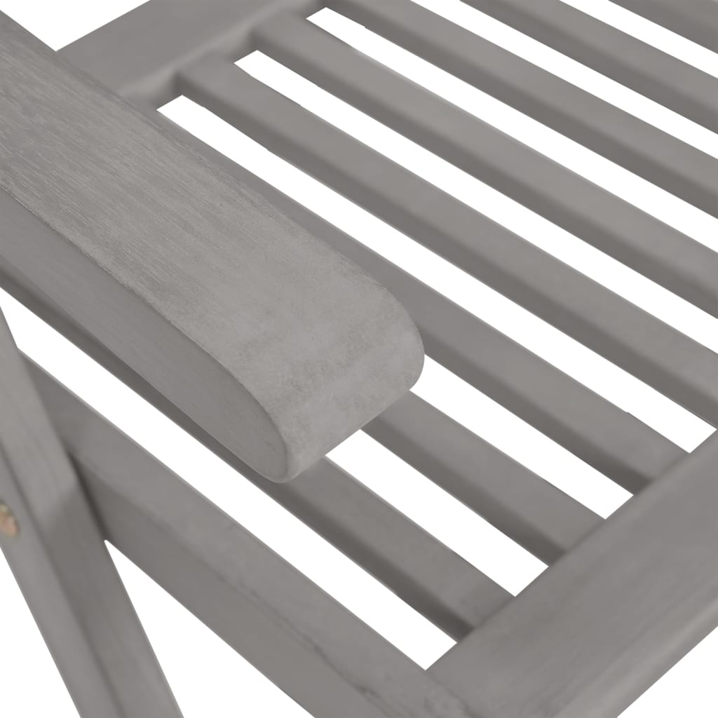 Garden Chair Set of 3 Grey Solid acacia wood 3 pieces Foldable