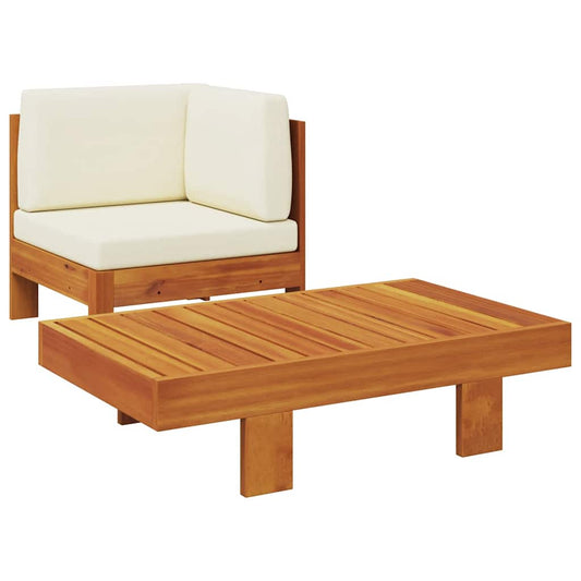 Wooden Lounge Set Cream White Solid Acacia Wood Standard Sturdy