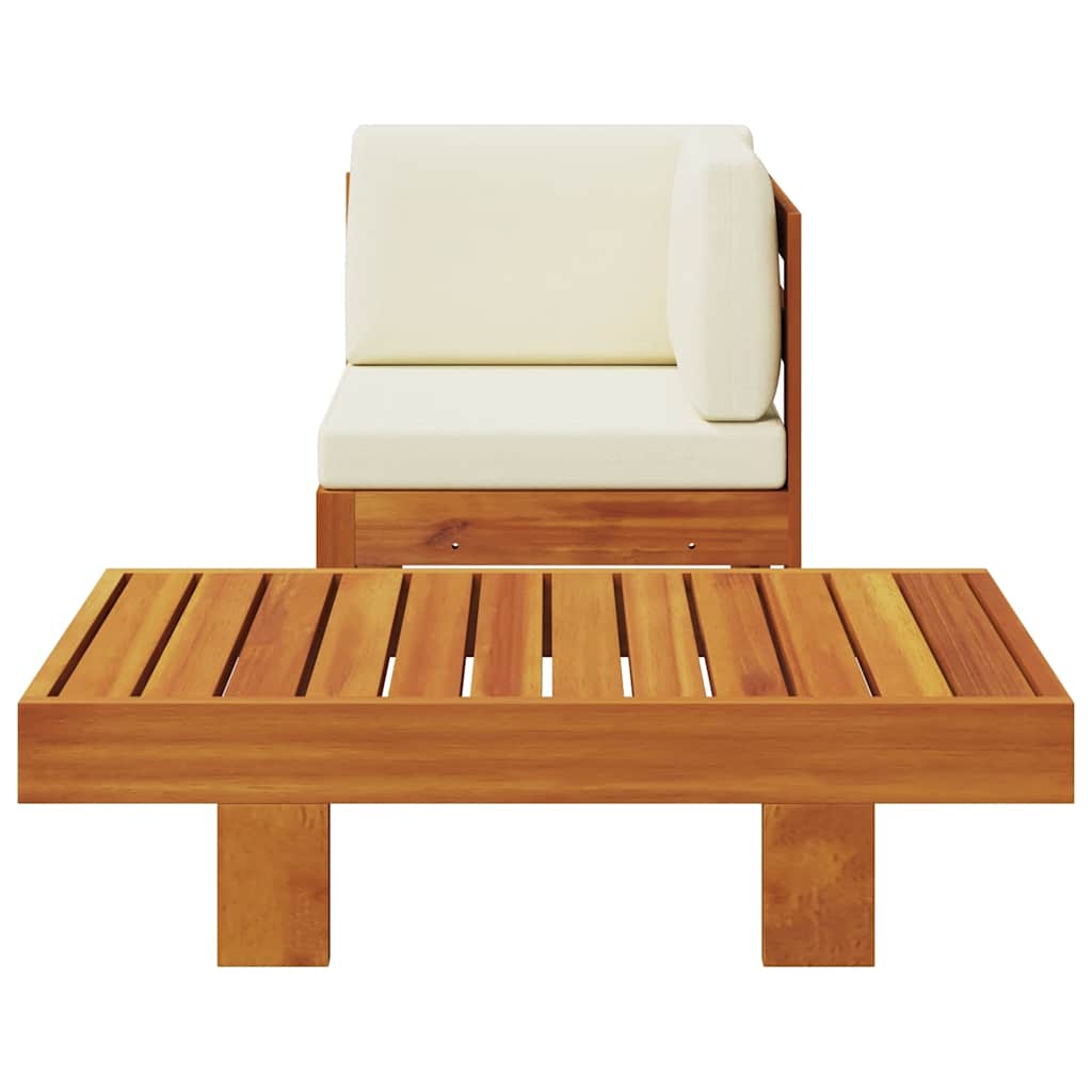 Wooden Lounge Set Cream White Solid Acacia Wood Standard Sturdy