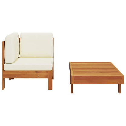 Wooden Lounge Set Cream White Solid Acacia Wood Standard Sturdy
