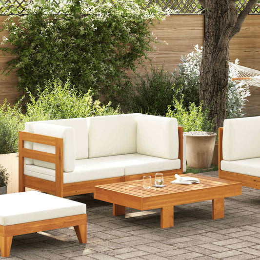 Wooden Lounge Set Cream White Solid Acacia Wood Standard Sturdy