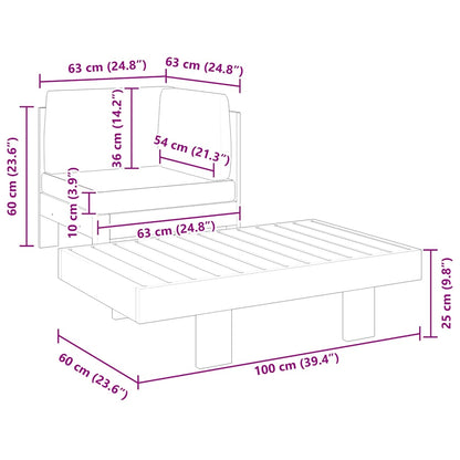 Wooden Lounge Set Natural wood, Dark grey cushions