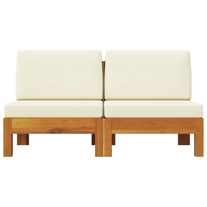 Wooden Sofa Cream White, Wood Brown Solid Acacia Wood, Polyester