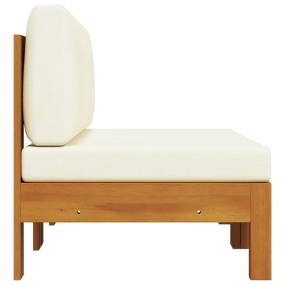 Wooden Sofa Cream White, Wood Brown Solid Acacia Wood, Polyester