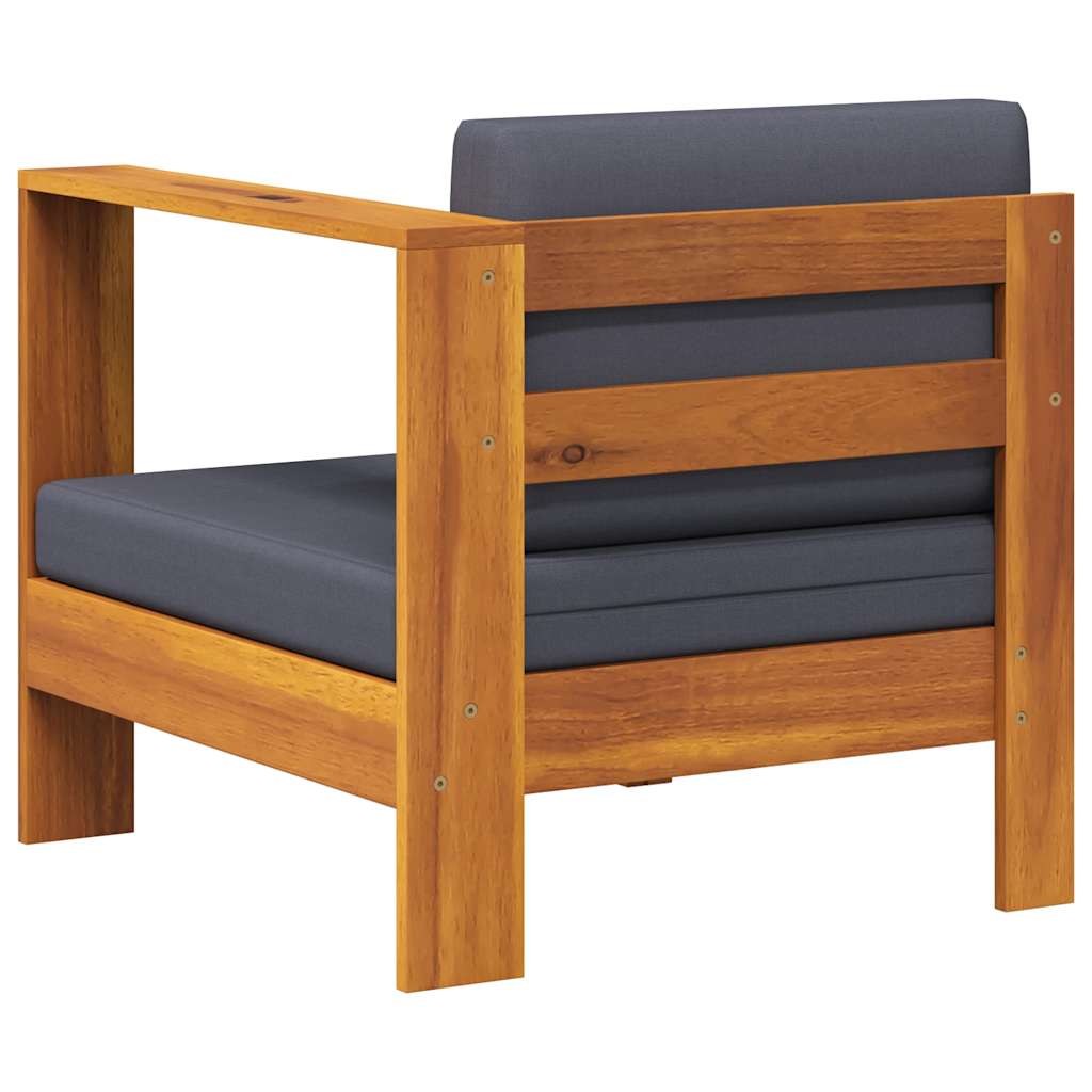 Wooden Sofa Dark Grey Solid Acacia Wood 27.6 in x 25.6 in x 23.6 in