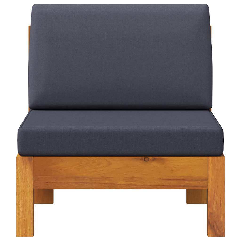 Wooden Sofa Dark Grey Solid Acacia wood, Fabric (100% polyester)