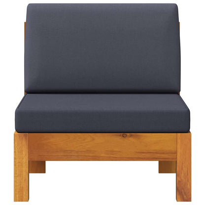 Wooden Sofa Dark Grey Solid Acacia wood, Fabric (100% polyester)