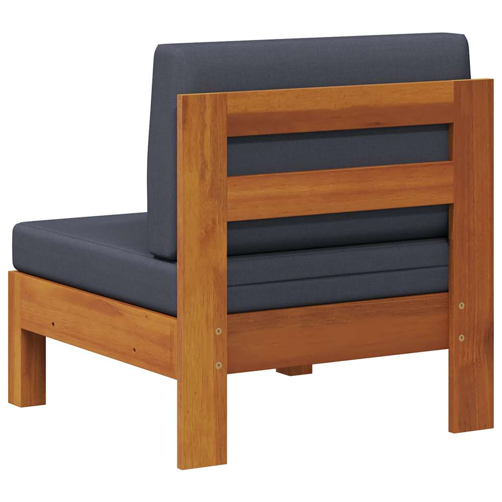 Wooden Sofa Dark Grey Solid Acacia wood, Fabric (100% polyester)